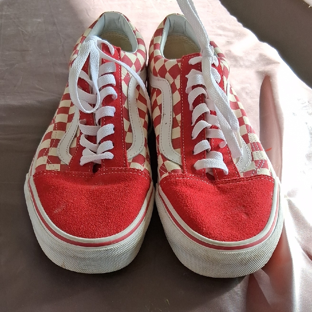 Vans Red and White Checkered Sneakers